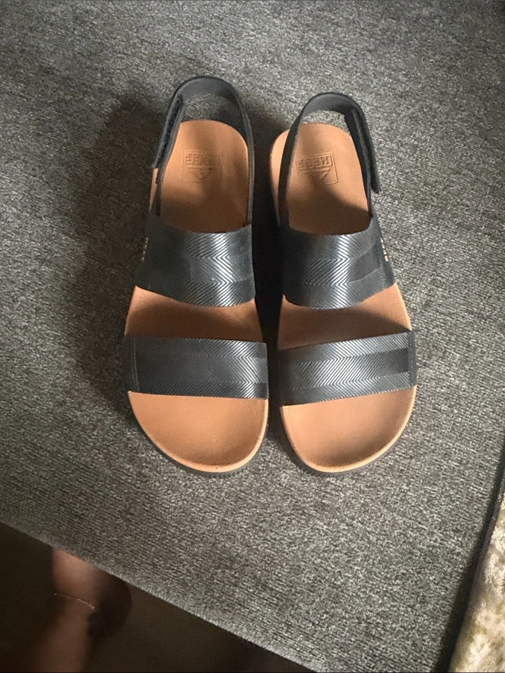 Reef Women's Black Platform Sandals with Tan Footbed